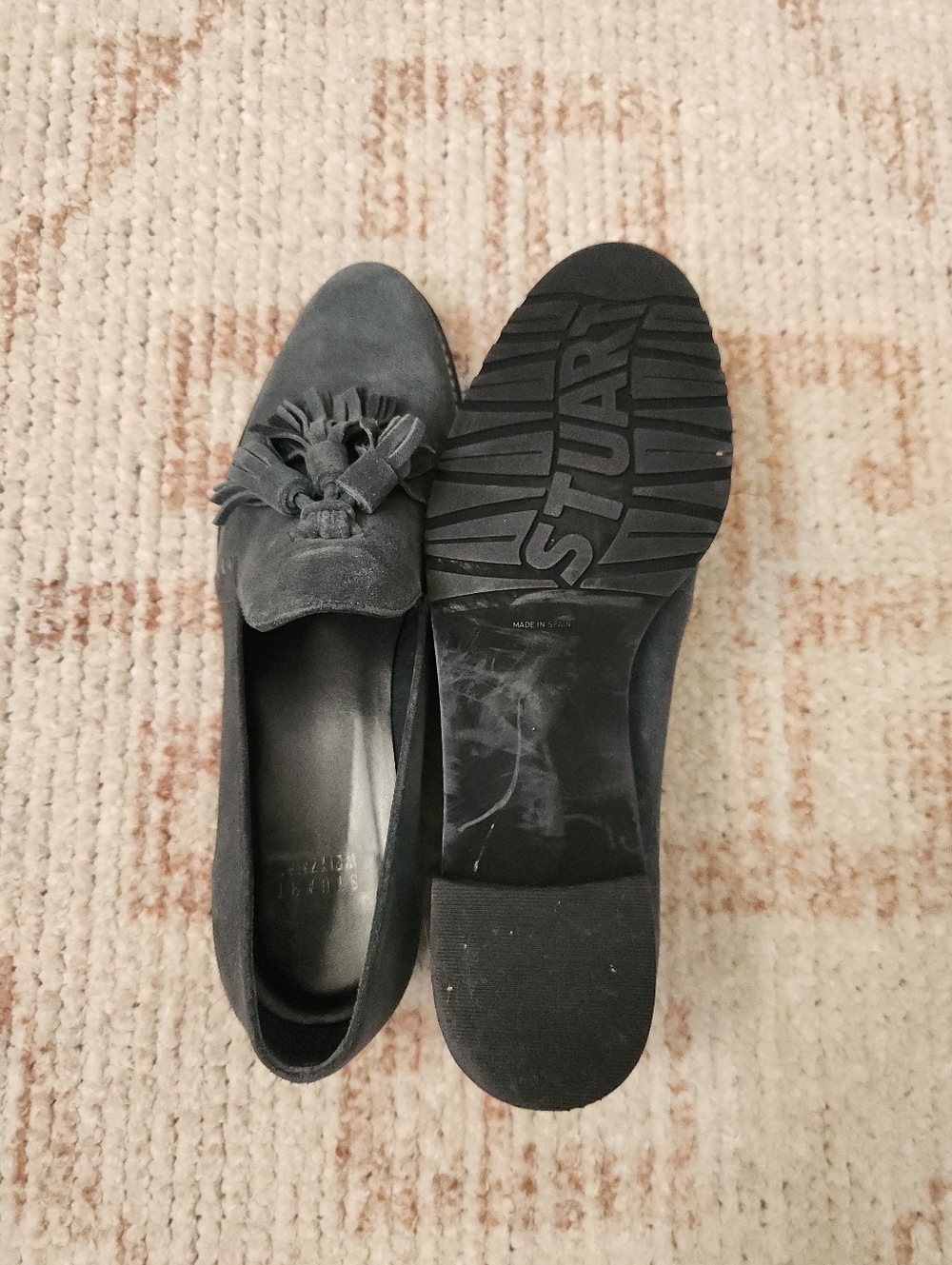 Stuart Weitzman Suede Tassel Loafers Size 7 Minimal Classic Flats - Picture 9 of 10